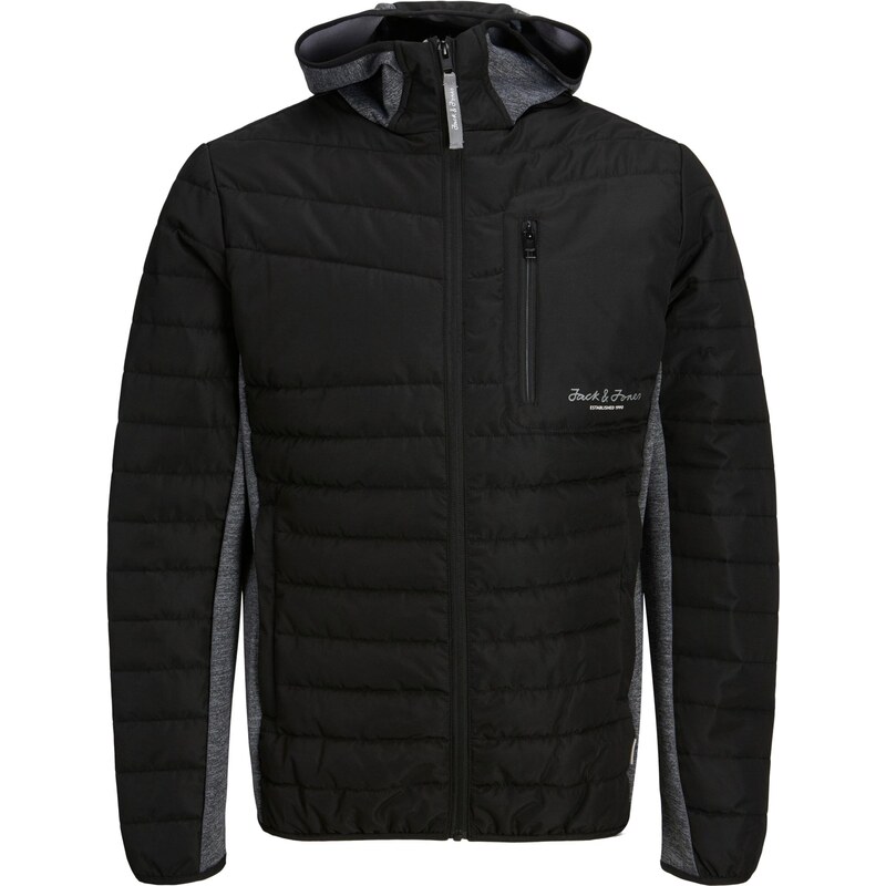 JACK & JONES Přechodná bunda Berg šedý melír / černá / bílá