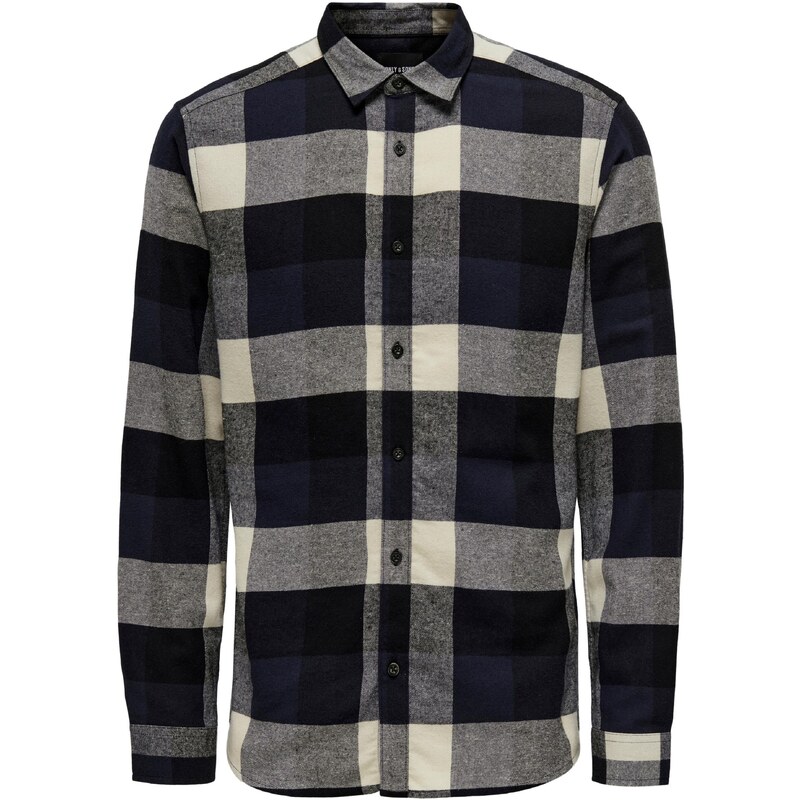 Only & Sons Košile Gudmund krémová / námořnická modř / černá