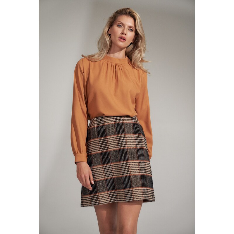 FIGL Karamelová dámská elegantní halenka M730 Caramel Brown