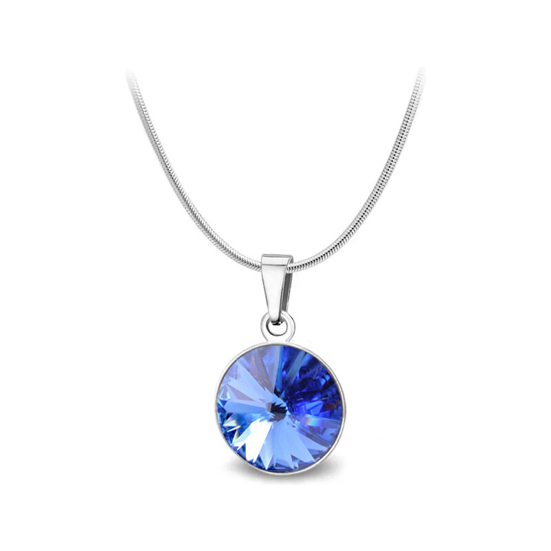 Jewellis ČR Jewellis ocelový náhrdelník s krystalem Rivoli Swarovski - Sapphire