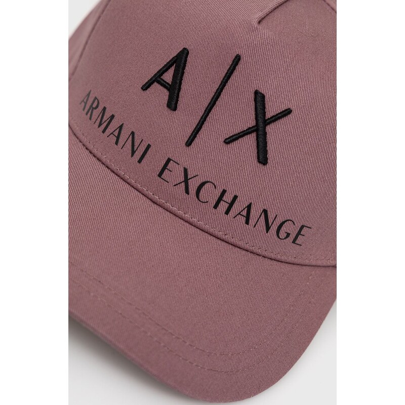Bavlněná čepice Armani Exchange fialová barva, s aplikací, 954039 CC513 NOS