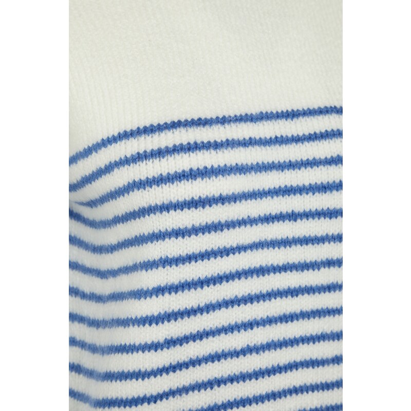 Trendyol Ecru Soft Textured Striped Knitwear Sweater