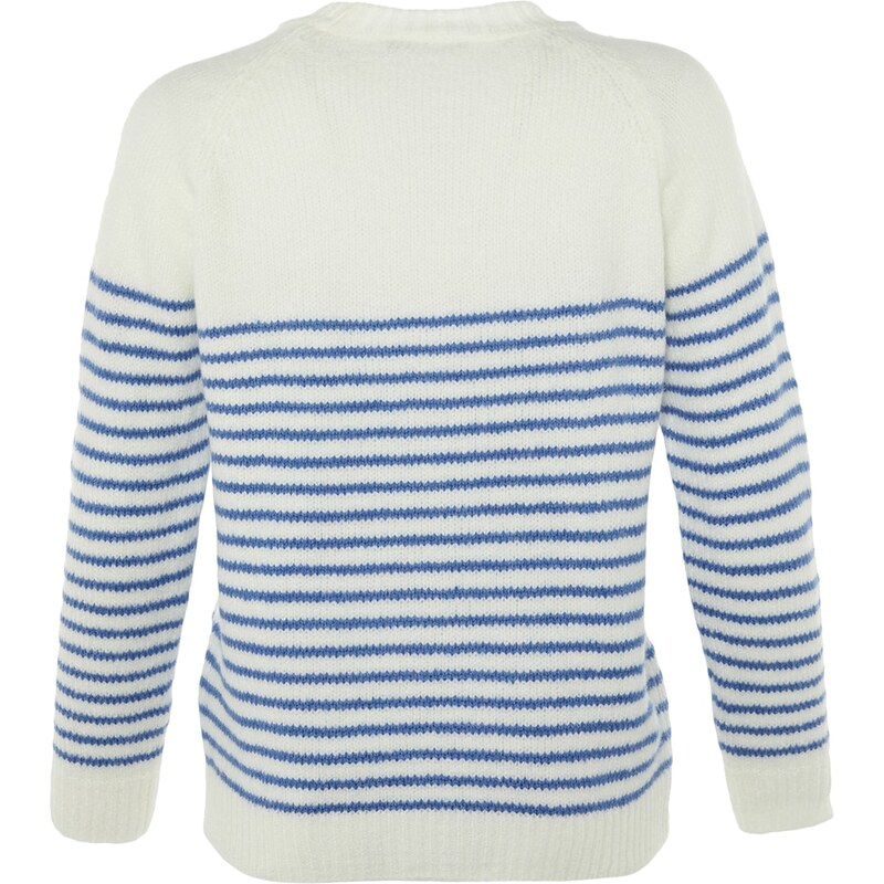 Trendyol Ecru Soft Textured Striped Knitwear Sweater