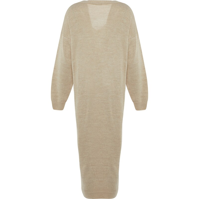 Trendyol Stone Maxi Knitwear V Neck Dress