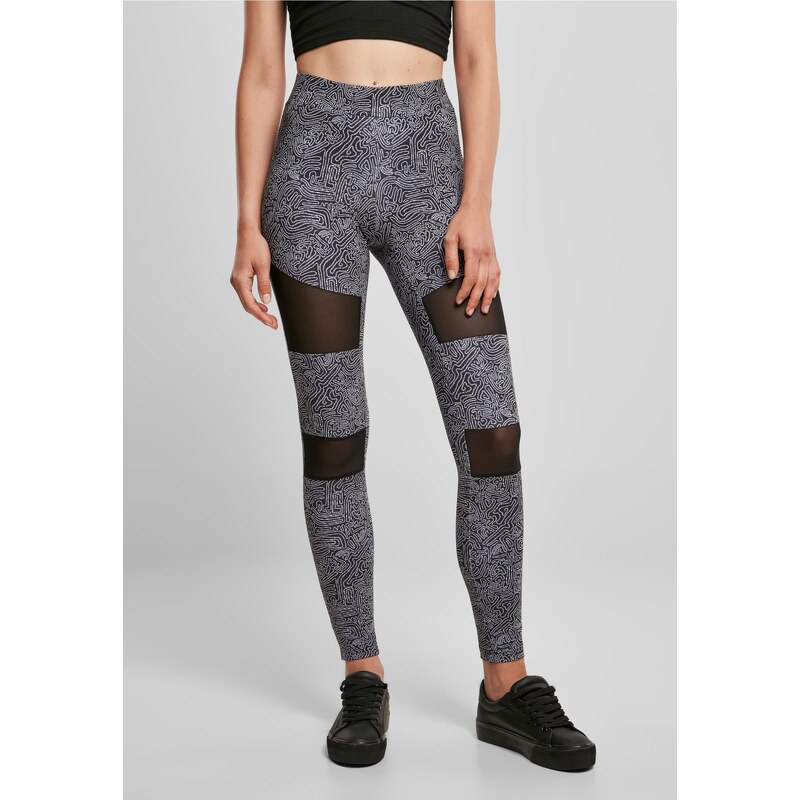 Urban Classics Dámské legíny Tech Mesh AOP černé