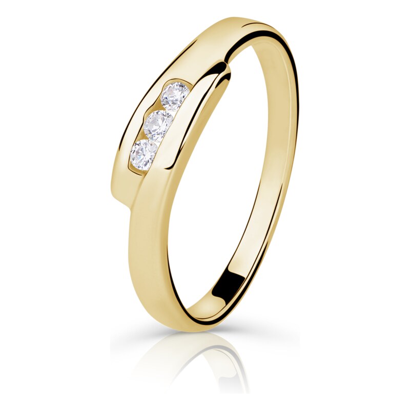 Danfil Zlatý prsten DF 1289 ze žlutého zlata, s briliantem 46