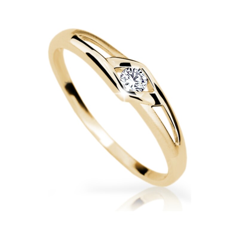 Danfil Zlatý dámský prsten DF 1633 ze žlutého zlata, s briliantem 46