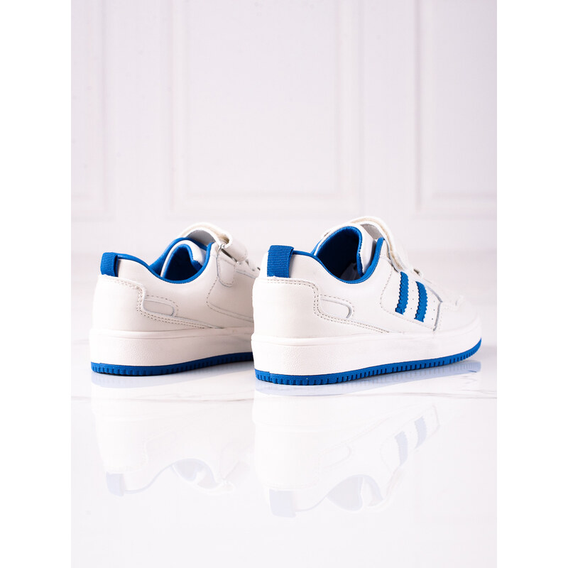 Shelvt children's sneakers made of eco leather white and blue