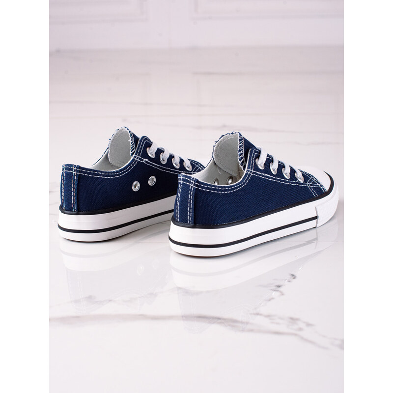 Navy blue Vico children's sneakers with elastic bands