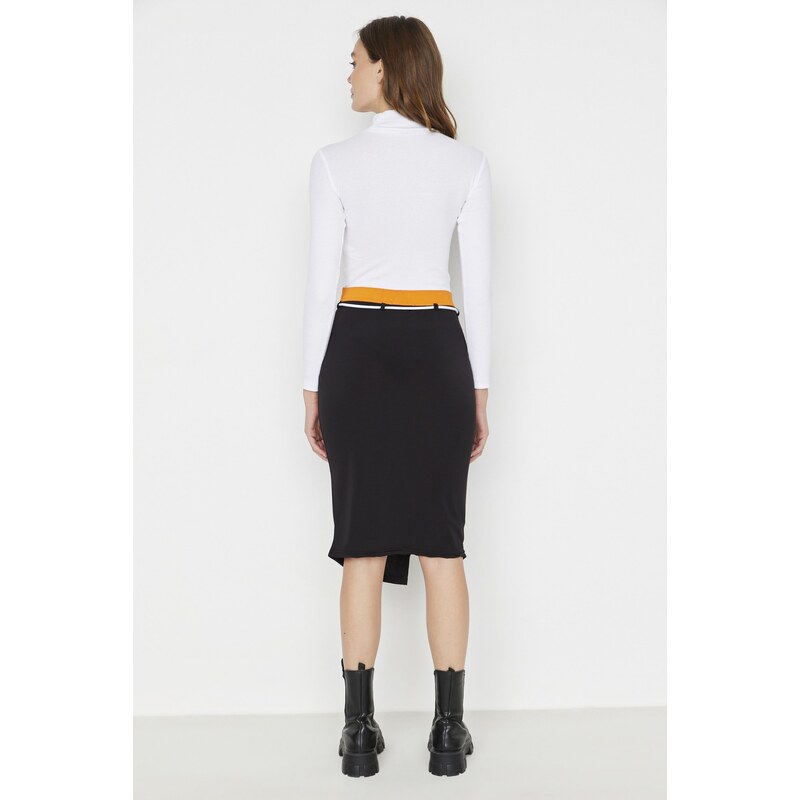 Trendyol Black Midi Bodycon Knitted Skirt