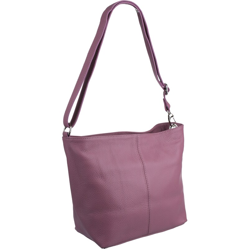 Růžová kožená italská crossbody kabelka Prisca Rosa Scura NovaKabelka 31345015