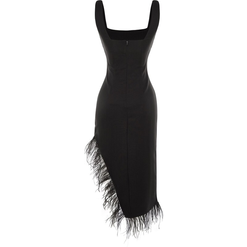 Trendyol Černé Otriche tkané elegantní večerní šaty