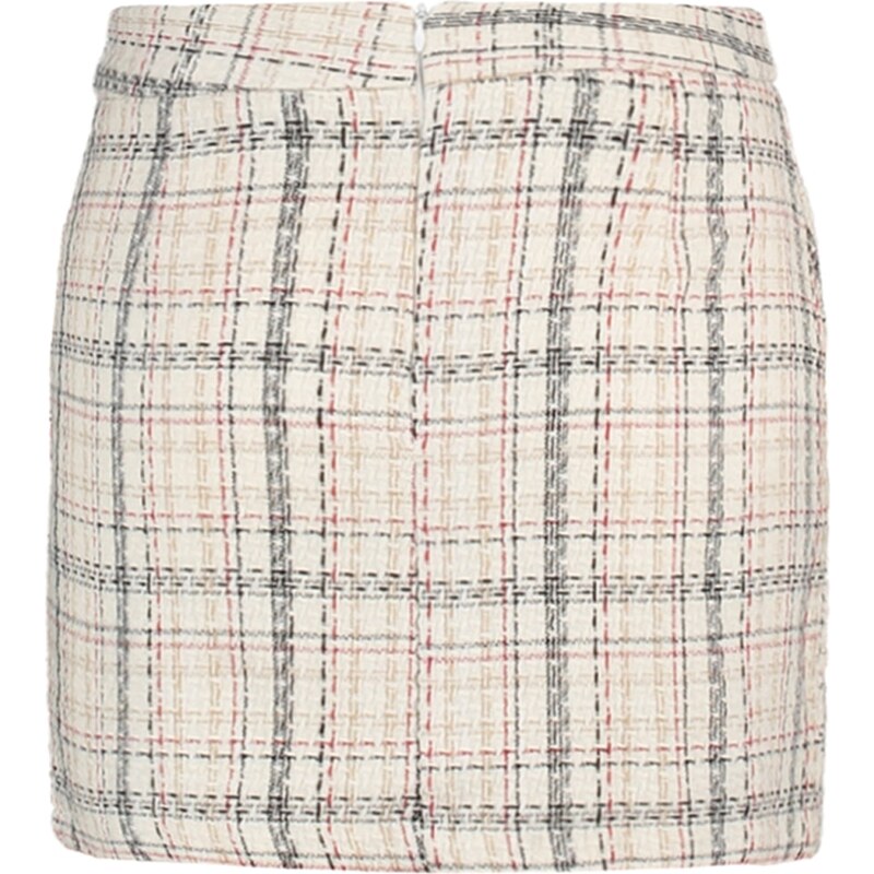 Trendyol Checked Tweed Fabric Mini Skirt In Ecru