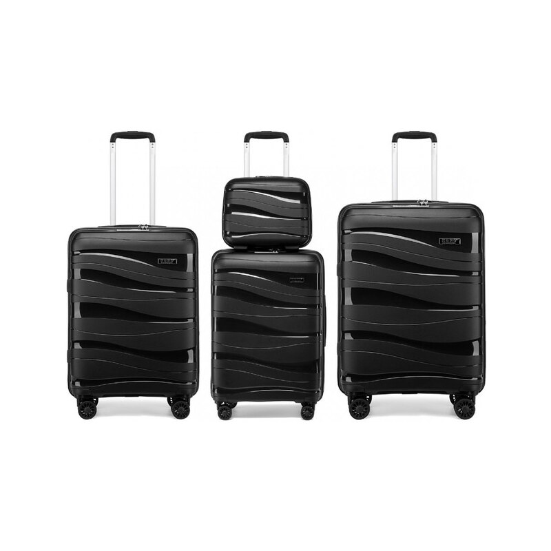 KONO Rodinný cestovní set kufrů s kosmetickým kufříkem, černý