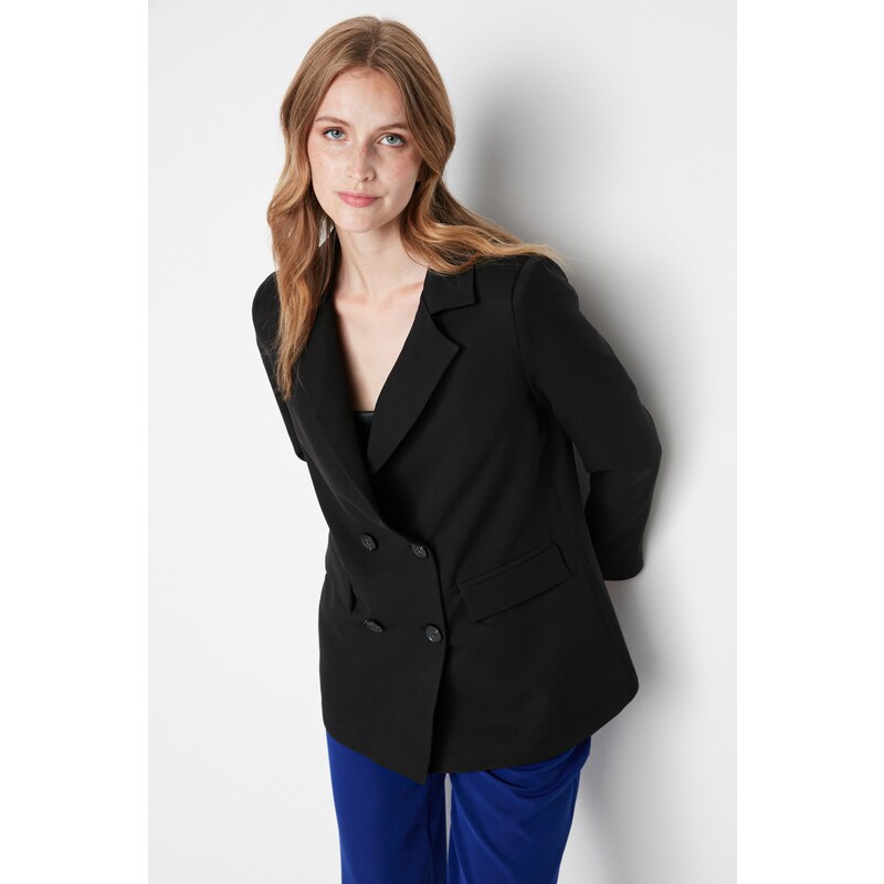 Trendyol Black Regular Lined Blazer with Buttons