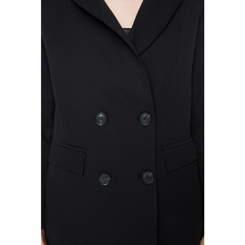 Trendyol Black Regular Lined Blazer with Buttons