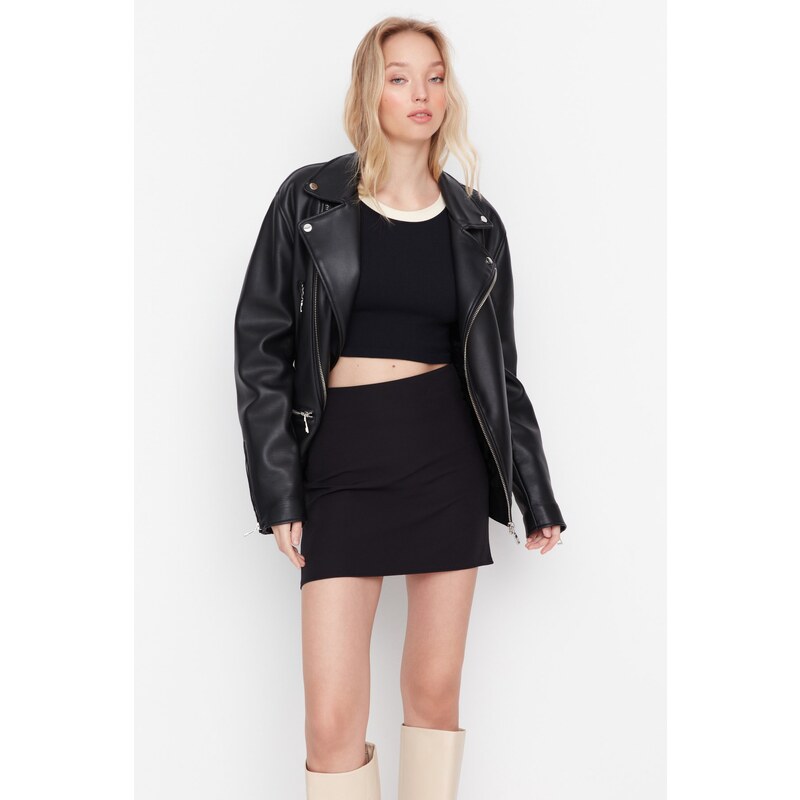 Trendyol Black Mini Woven Skirt