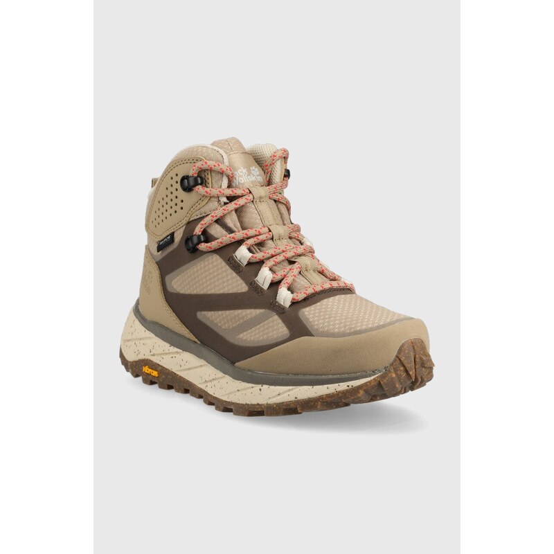 Boty Jack Wolfskin Terraventure Texapore Mid dámské, béžová barva, zateplené