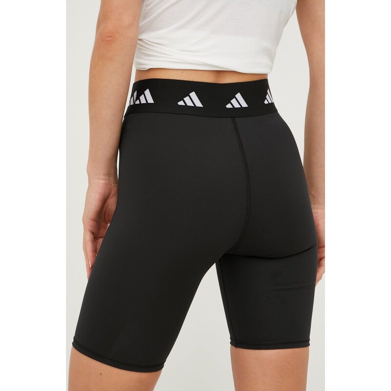 Tréninkové šortky adidas Performance dámské, černá barva, hladké, high waist, HF6681