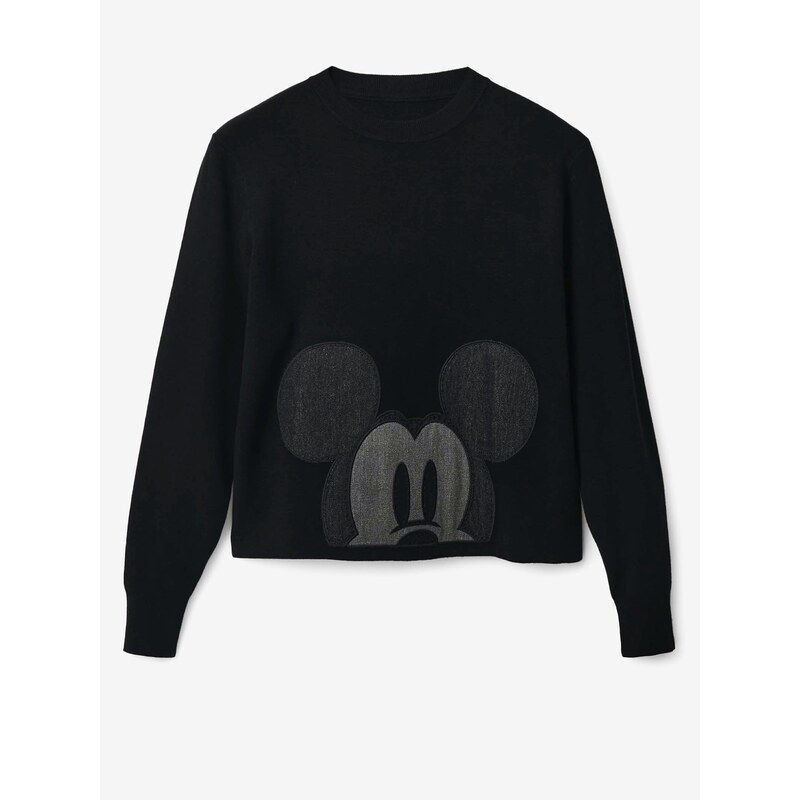 Černý dámský svetr Desigual Mickey Patch Denim - Dámské