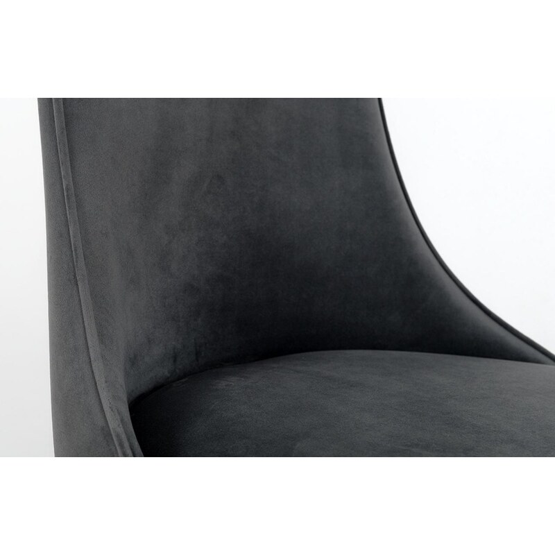 Nordic Design Tmavě šedá sametová jídelní židle Kika