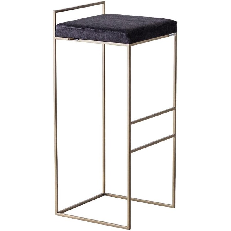 Nordic Design Zlatá kovová barová židle Daisy 77 cm s šedým sedákem