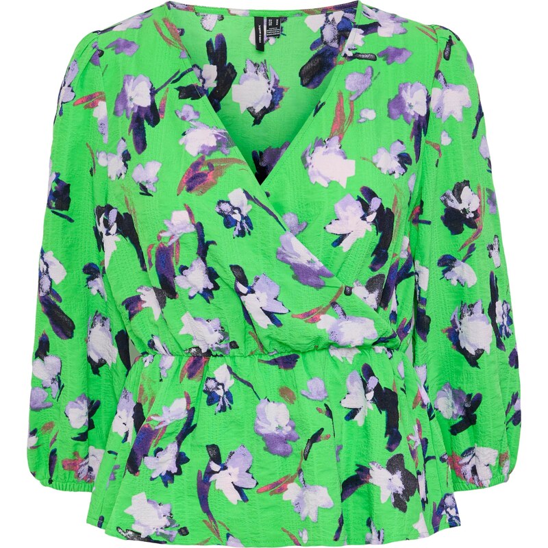 VERO MODA Halenka Anja Salina zelená / fialová / pink / bílá