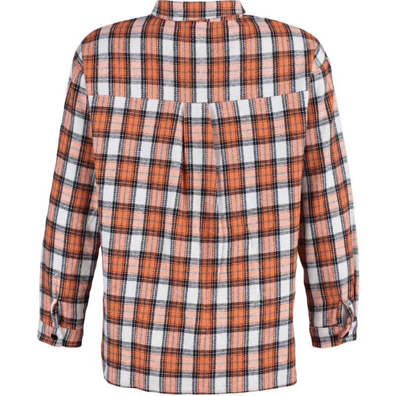 Trendyol Orange Wide-Cut Checkered Woven Shirt