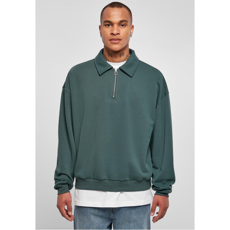 Urban Classics Mikina 'Collar Crew' tmavě zelená