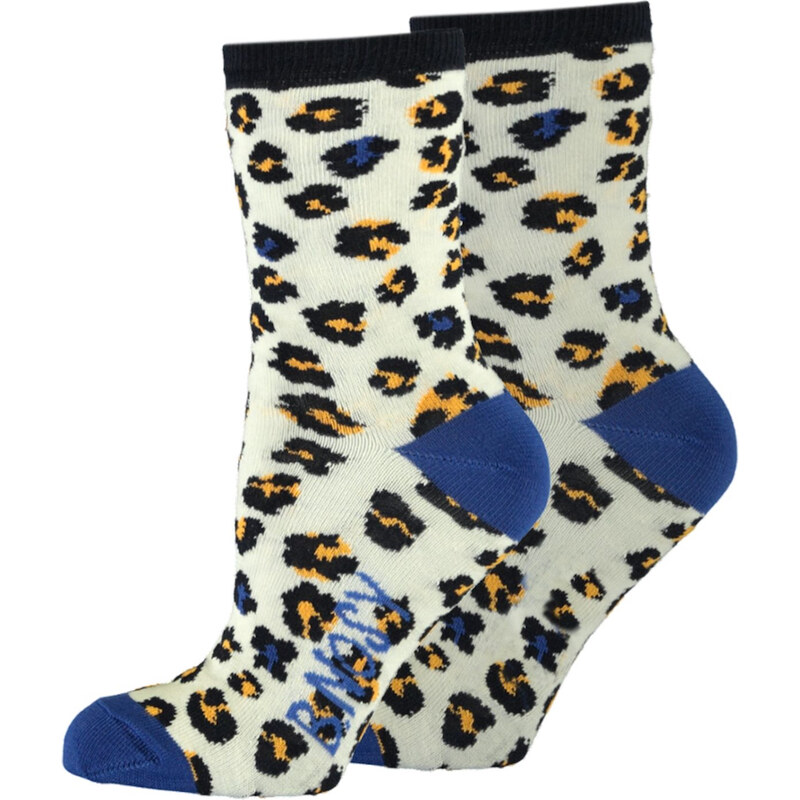 B-nosy Dívčí ponožky bílé s gepardím vzorem