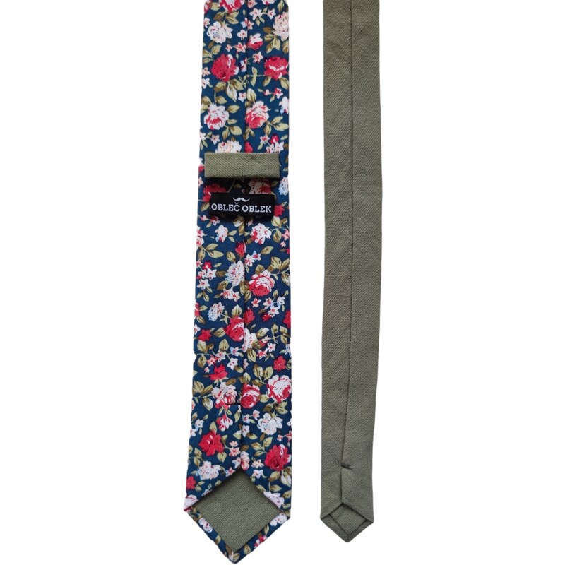 Obleč oblek Modro zelená pánská kravata s květinovým vzorem