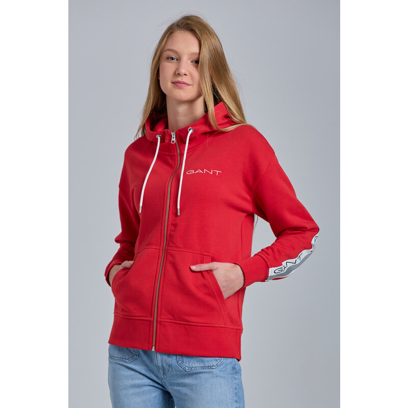 MIKINA GANT D1. 13 STRIPES FULL ZIP HOODIE ervena S GLAMI.cz