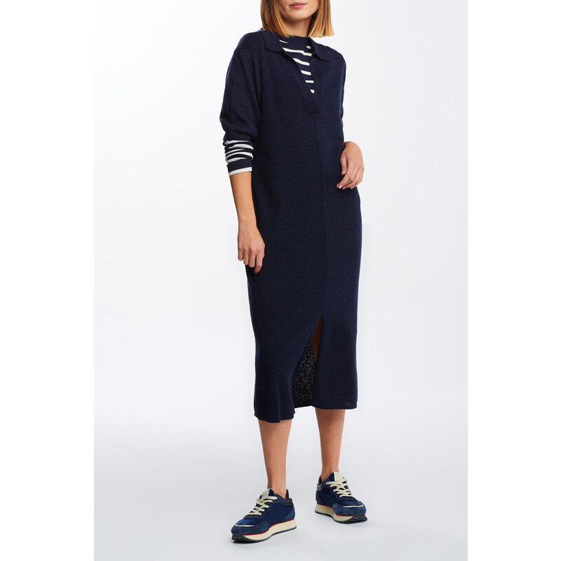 ŠATY GANT D2. RIBBED RUGGER DRESS EVENING BLUE