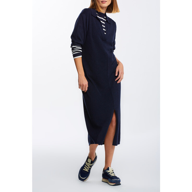 ŠATY GANT D2. RIBBED RUGGER DRESS EVENING BLUE
