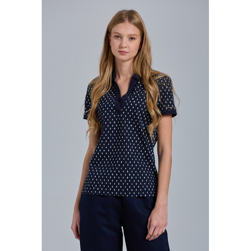 POLOKOŠILE GANT D1. DESERT JEWEL PRINT SS PIQUE EVENING BLUE 115490667