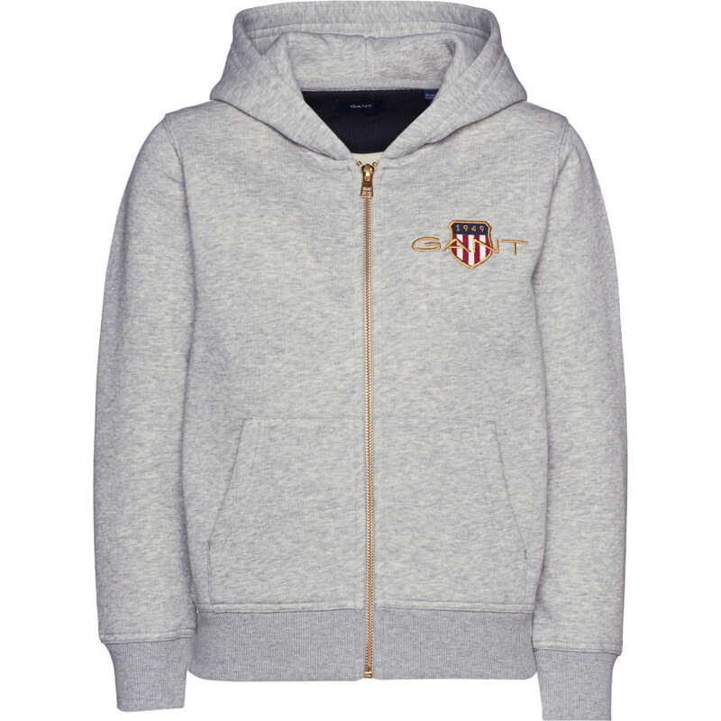 MIKINA GANT D1. MED ARCHIVE SHIELD ZIP HOODIE šedá 146/152