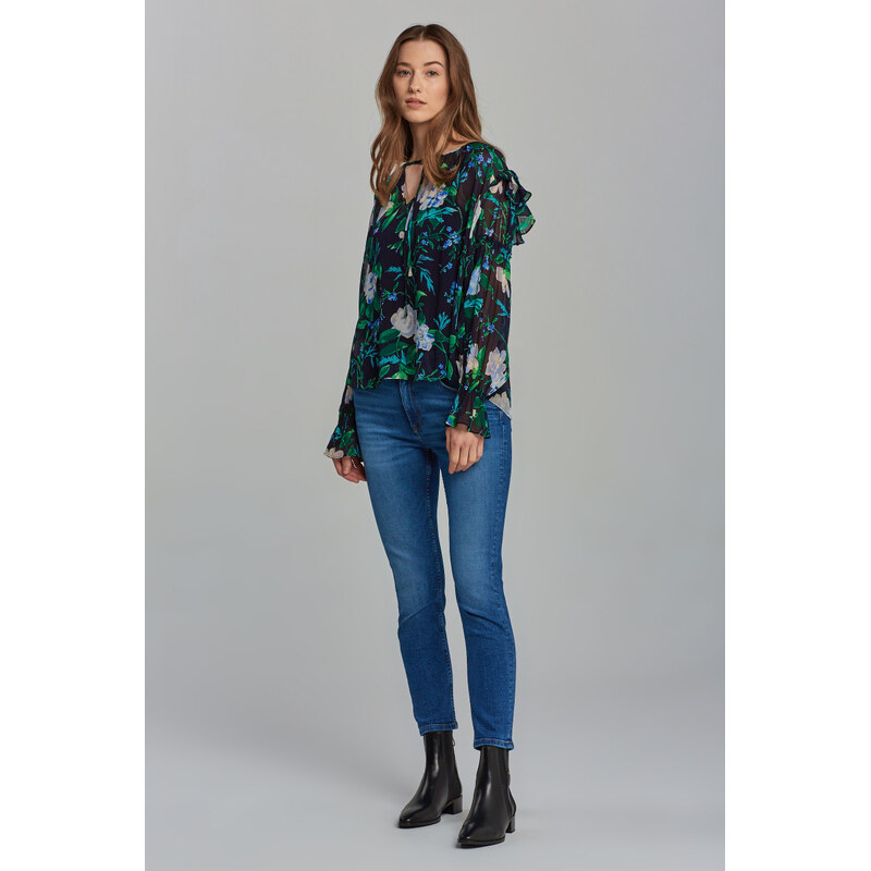 KOŠILE GANT D1. ROSE FRILL BLOUSE EVENING BLUE