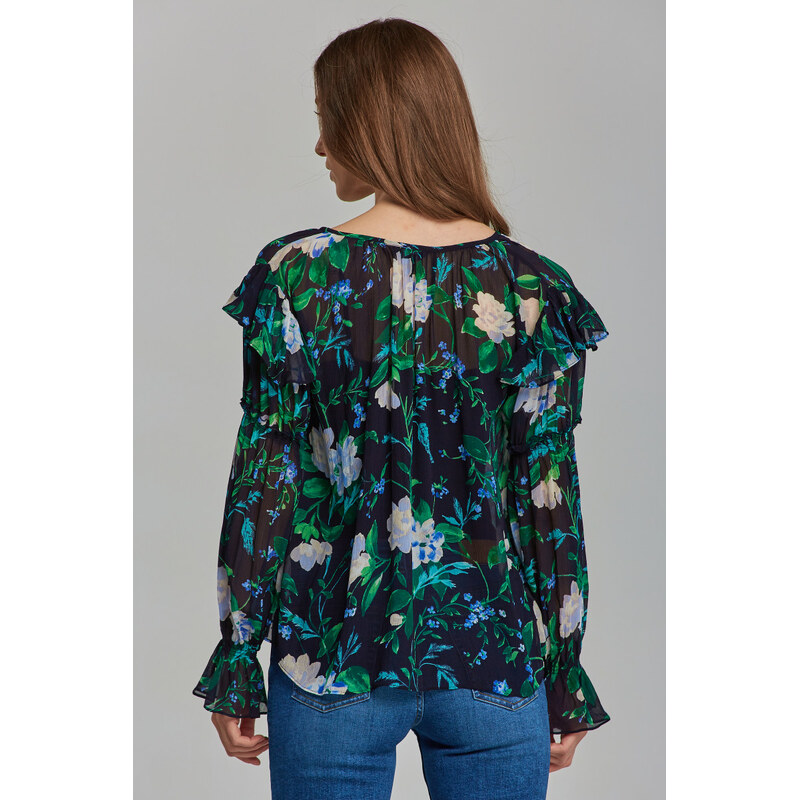 KOŠILE GANT D1. ROSE FRILL BLOUSE EVENING BLUE