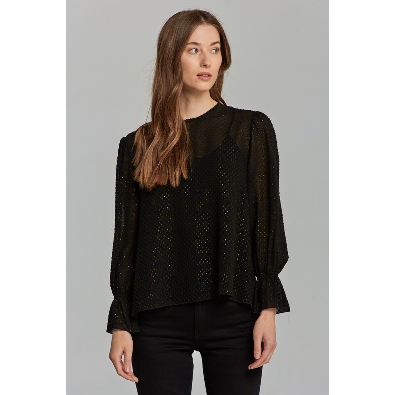 KOŠILE GANT D2. GOLD DOT BLOUSE BLACK