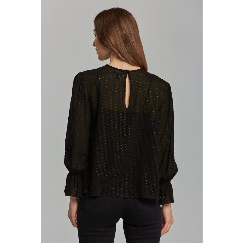 KOŠILE GANT D2. GOLD DOT BLOUSE BLACK