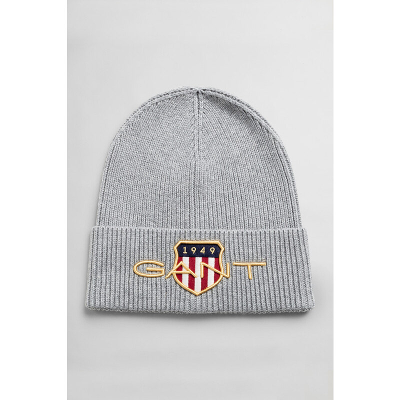 ČEPICE GANT D1. ARCHIVE SHIELD BEANIE šedá S/M