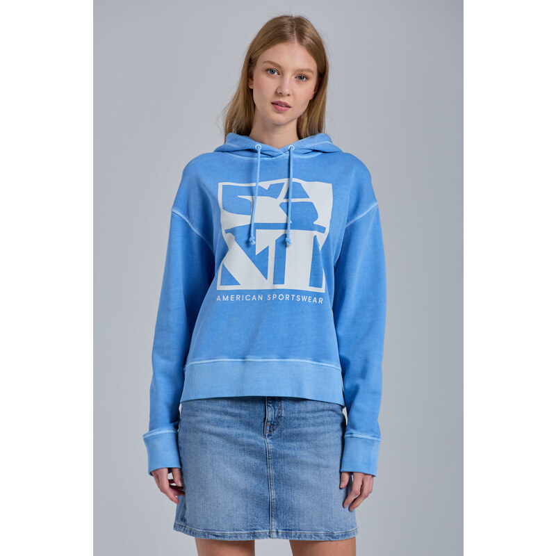 MIKINA GANT D2. QUADRAT LOGO HOODIE modrá XS