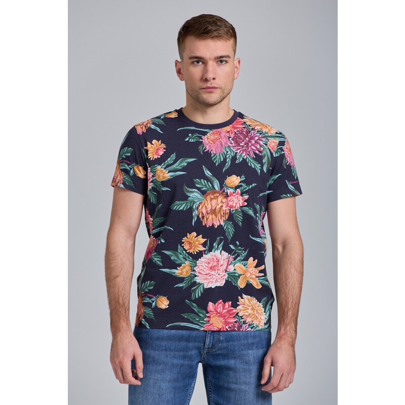 TRIČKO GANT D2. DAHLIA PRINT SS T-SHIRT modrá M