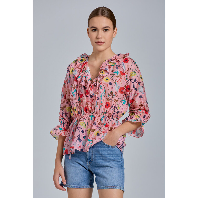 KOŠILE GANT D2. WILD FLORAL FLOUNCE BLOUSE růžová 36