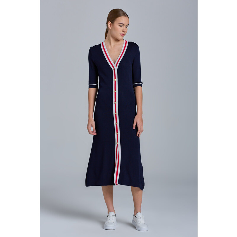 ŠATY GANT D1. CONTRAST BORDER CARDIGAN DRESS modrá XS