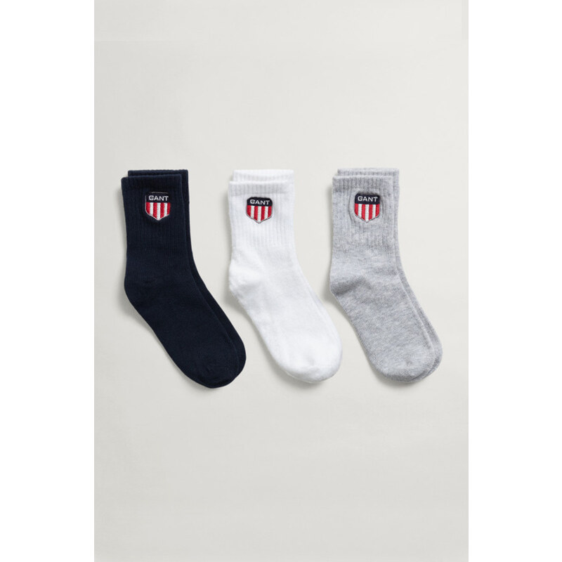 PONOŽKY GANT D1. GANT RETRO SHIELD SOCKS 3-PACK šedá 19/21