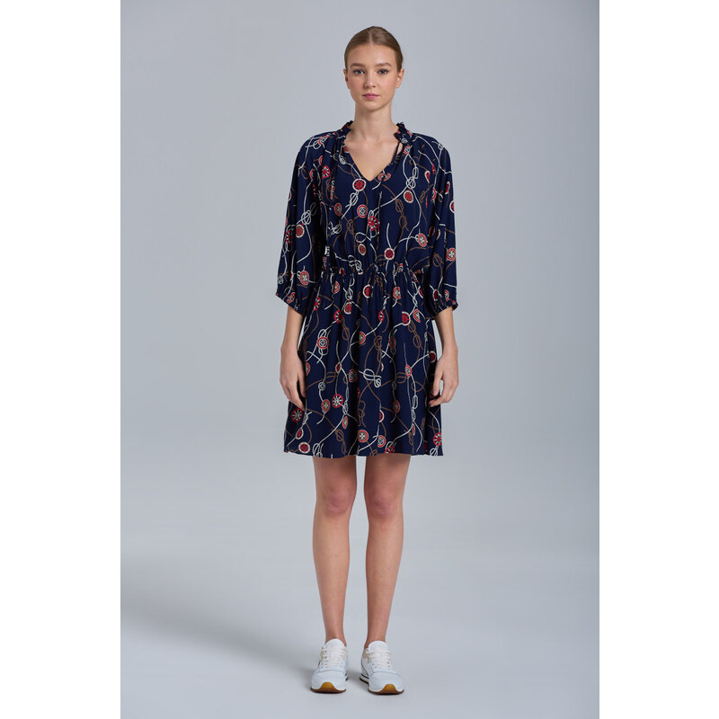 ŠATY GANT D1. SAILING PRINT V-NECK DRESS modrá 34