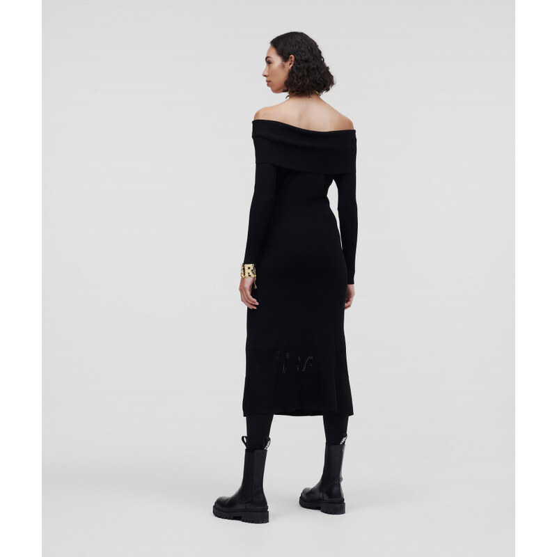 ŠATY KARL LAGERFELD FOLDED NECKLINE DRESS