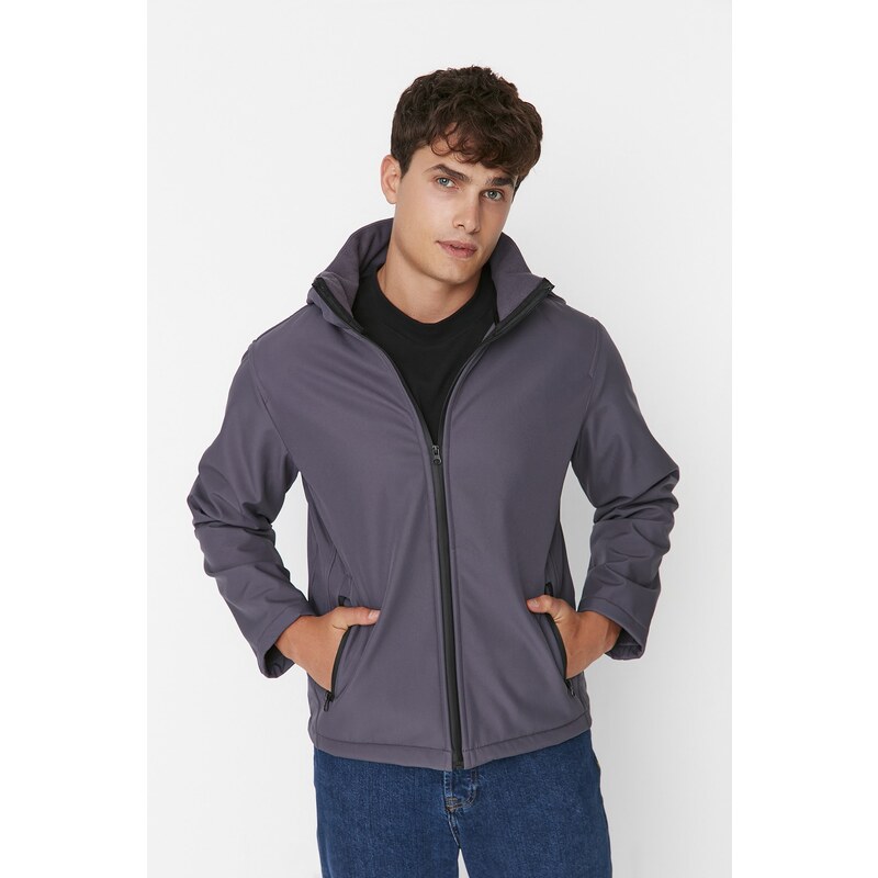 Trendyol Pánská šedá outdoorová bunda regular fit s odnímatelnou kapucí