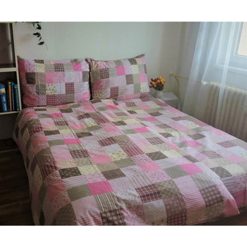 Bavlněné povlečení Patchwork růžový 2